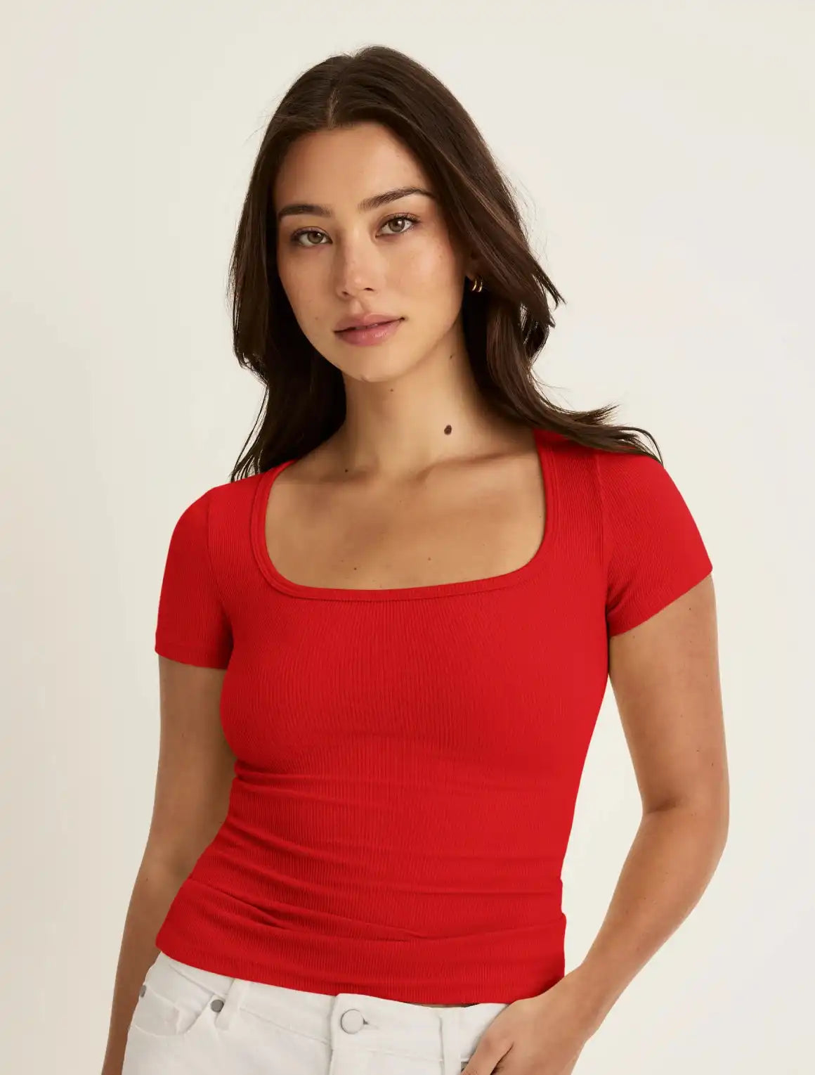 SculptRib™ Cotton Scoop Neck T-Shirt