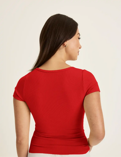 SculptRib™ Cotton Scoop Neck T-Shirt