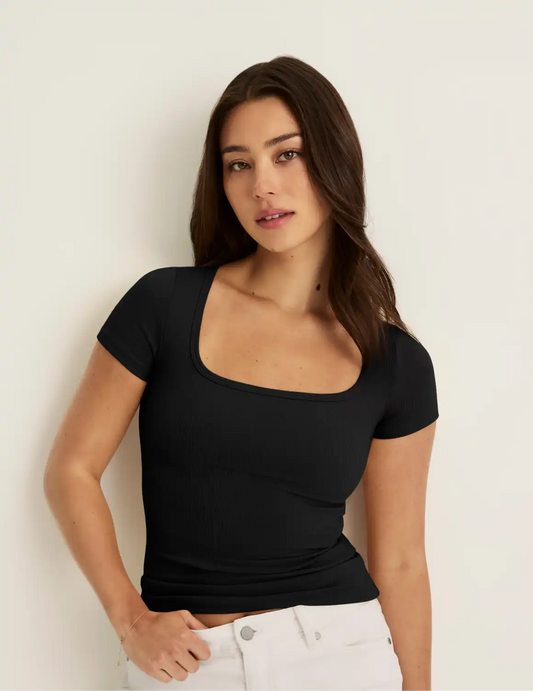 SculptRib™ Cotton Scoop Neck T-Shirt