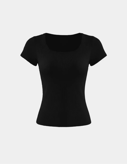 SculptRib™ Cotton Scoop Neck T-Shirt