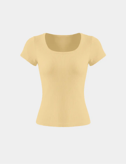 SculptRib™ Cotton Scoop Neck T-Shirt