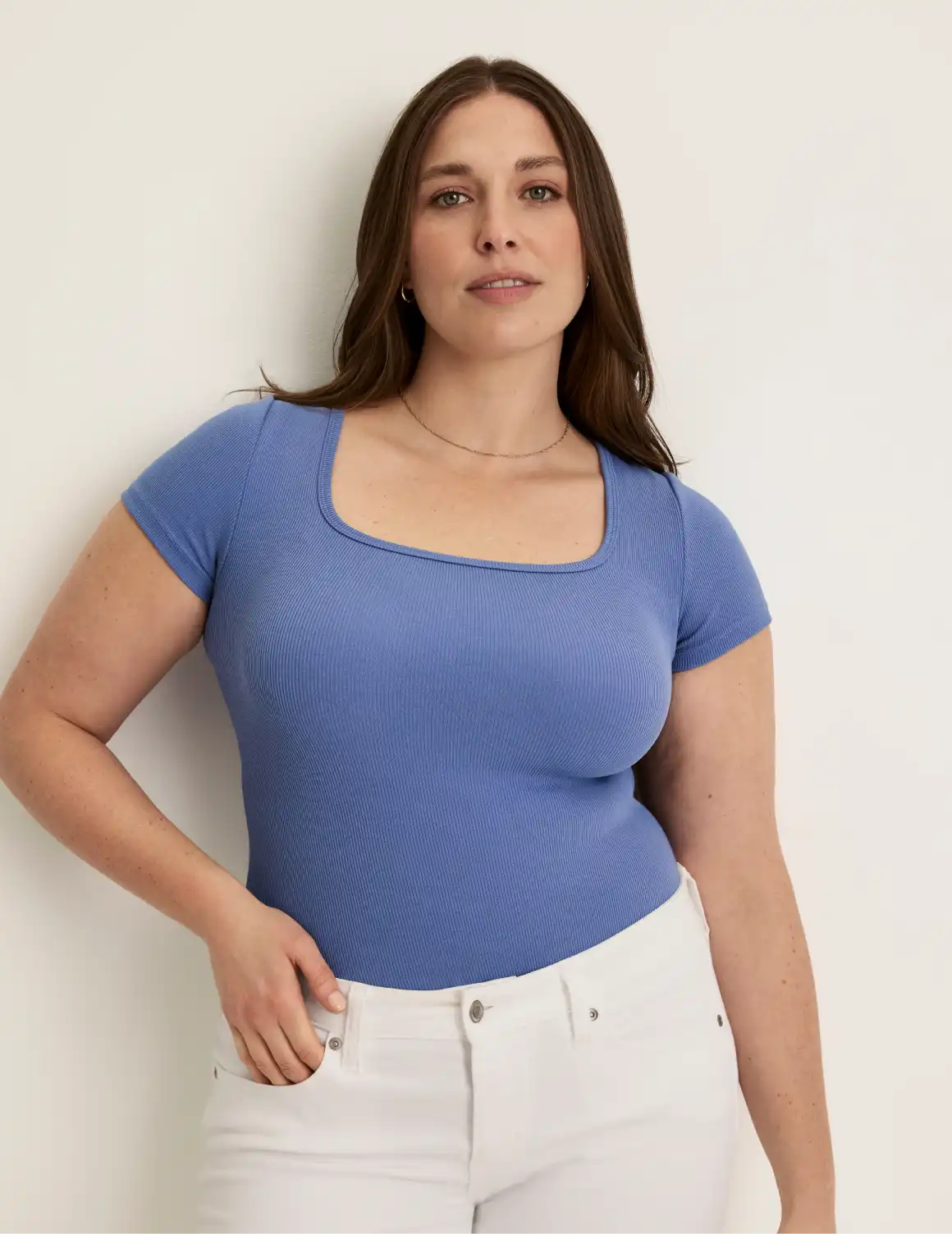 SculptRib™ Cotton Scoop Neck T-Shirt