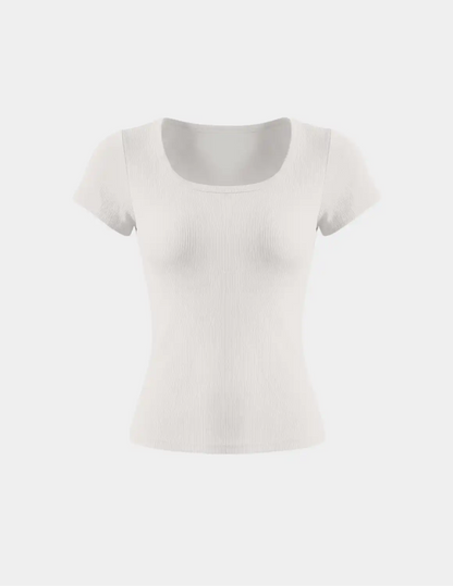 SculptRib™ Cotton Scoop Neck T-Shirt