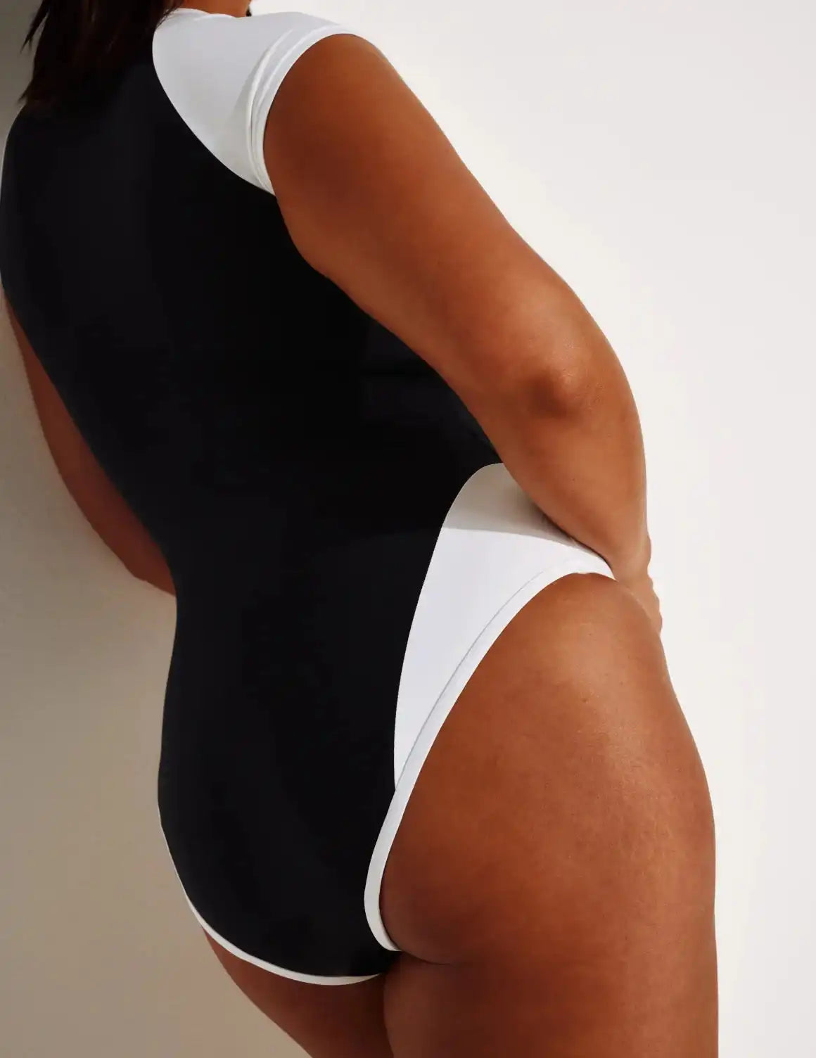 Leakproof Cap-Sleeve One Piece Swimsuit - Color Block - Last Call