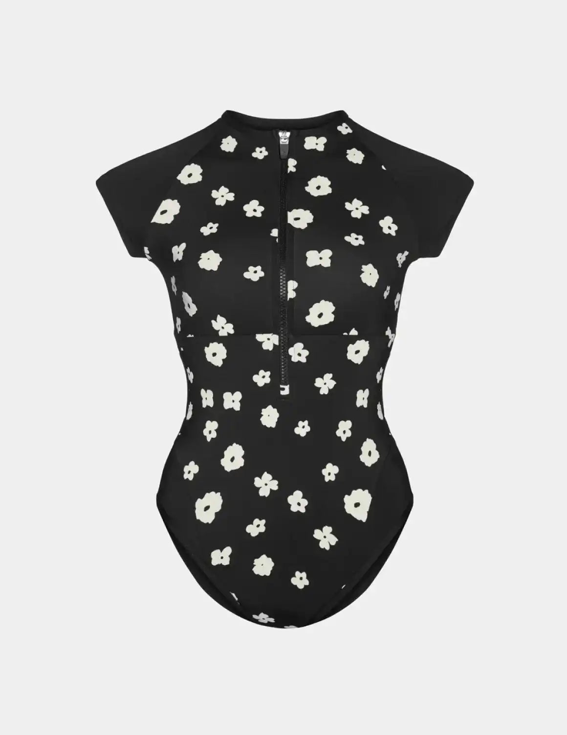 Leakproof Cap-Sleeve One Piece Swimsuit - Color Block - Last Call