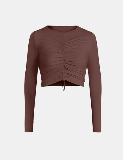 Ruched Long Sleeve Swim Top
