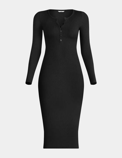 SculptRib™ Cotton Henley Dress