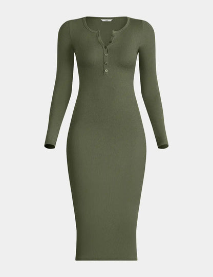 SculptRib™ Cotton Henley Dress