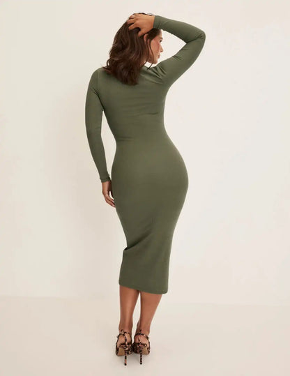 SculptRib™ Cotton Henley Dress