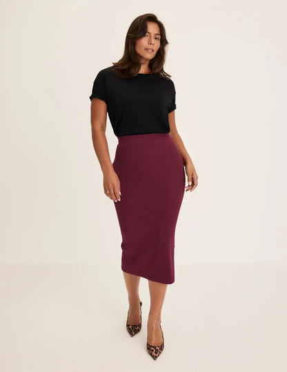 SculptRib™ Cotton Midi Pencil Skirt