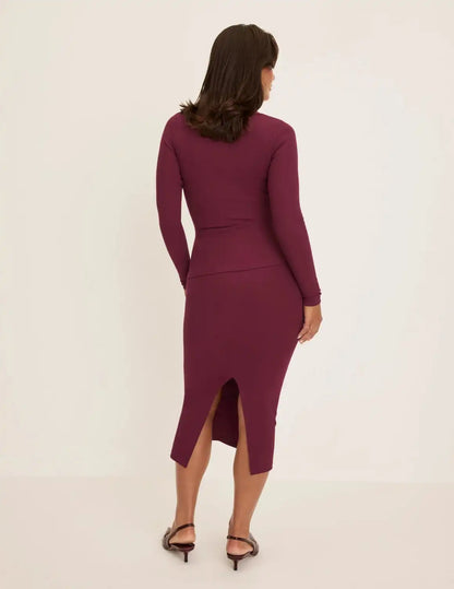 SculptRib™ Cotton Midi Pencil Skirt