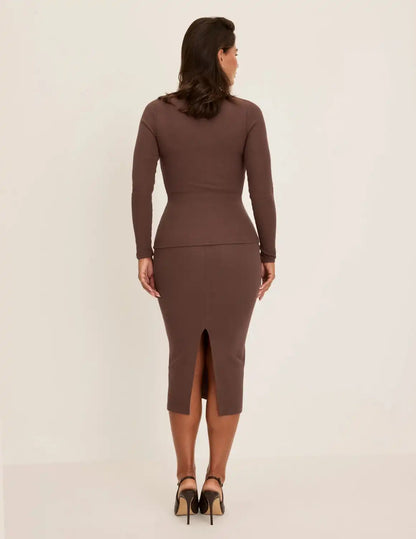 SculptRib™ Cotton Midi Pencil Skirt