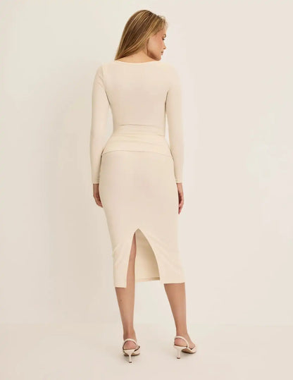 SculptRib™ Cotton Midi Pencil Skirt